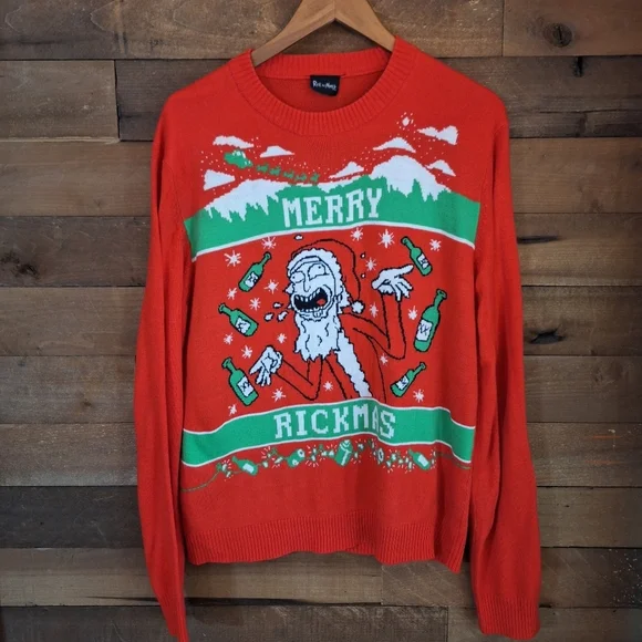 Rick And Morty "Merry Rickmas" Ugly Christmas Sweater Mens XL - Picture 2 of 5